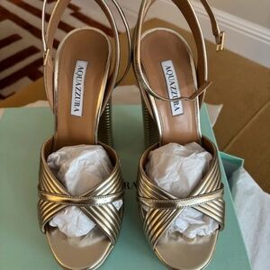 Aquazzura Gold Strappy Heels